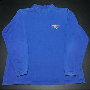 VINTAGE 90'S THE EDGE NEW ENGLAND PATRIOTS BLUE MOCK NECK SHIRT SIZE M 1999
